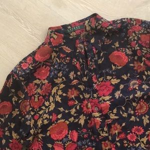 Ralph Lauren blue and red floral top long sleeve top